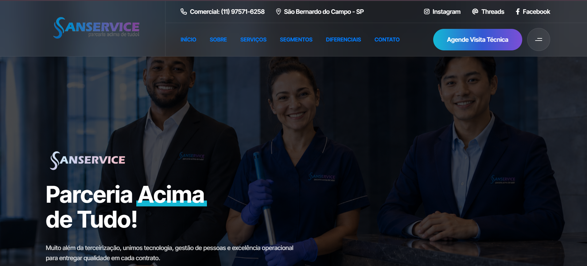 Prévia do site Grupo Sanservice
